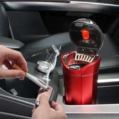 Car ashtray, solar cigarette lighter with light and cover, creative car interior car accessories N12E