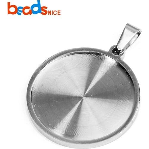 Beadsnice ID38405 Thick Pendant Base Stainless Steel Round Bezel 25mm Blanks With Bail