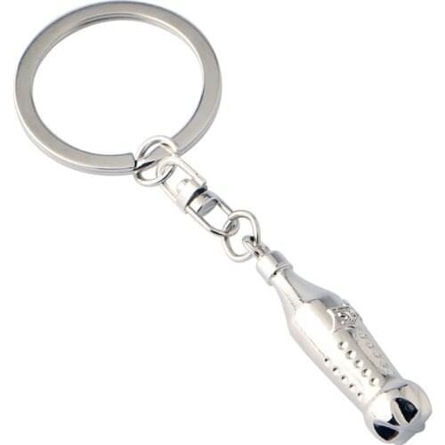 High simulation cola bottle keychain mini glue zinc alloy metal silver plated keychain car bag accessories personalized gift