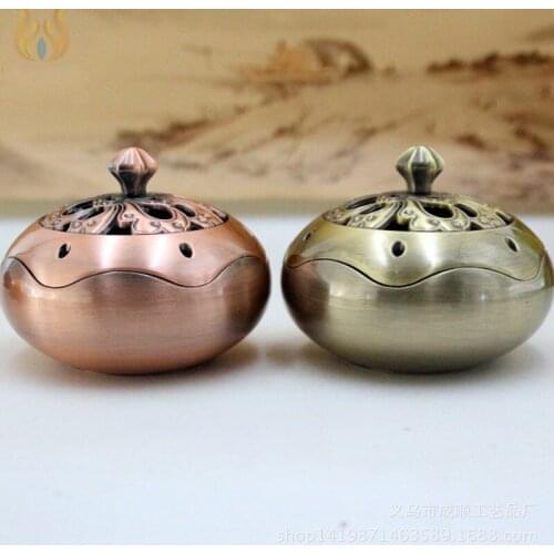Buddhist articles Burner Alloy coil incense burner Lotus bronze burner Pure copper Home decor Aromatherapy tower incense