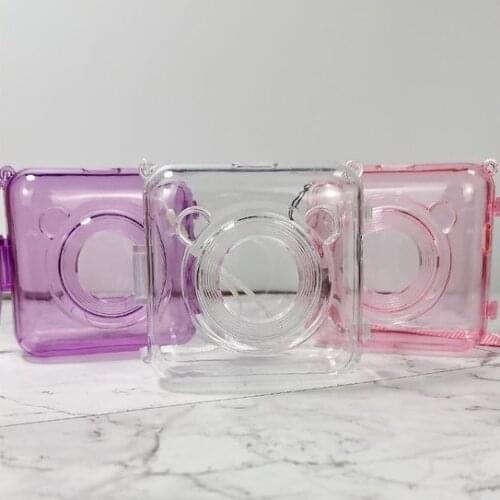 Pocket Printer Case Transparent Purple Pink Bear Ears PC Protective Cover Bag Travel Carry Case for Peripage Photo Printer