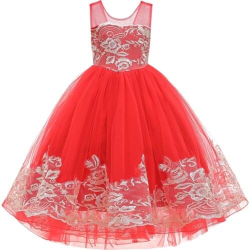 Flower girl wedding party dinner party embroidery tuxedo girls first Eucharist party party dance show dress vestidos de fiesta