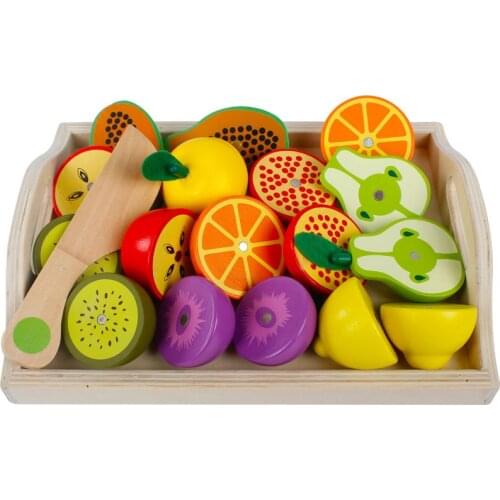Wooden Toys Montessori Pretend Cutting Fruits and Vegetables Toys Classic Game Simulation Kitchen Series Toys Early Educational