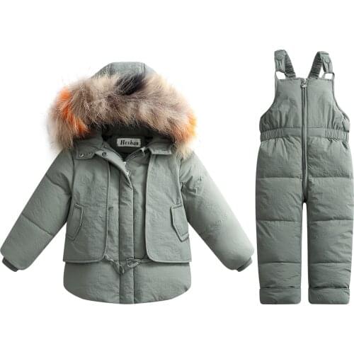 Children Duck Down Jacket Pants Two Piece Set Baby Set Kids Snowsuits Winter Wear for Boys and Girls