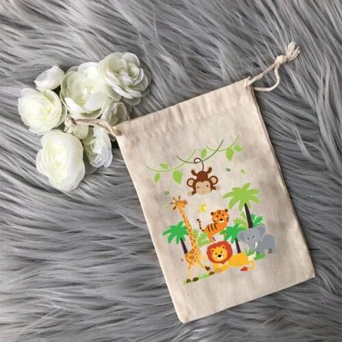 Jungle Animal Candy Goodie Treat gift Bag Safari Baby Shower Wild One 1st 2nd 3rd Birthday Party Gender reveal Decoration Favor