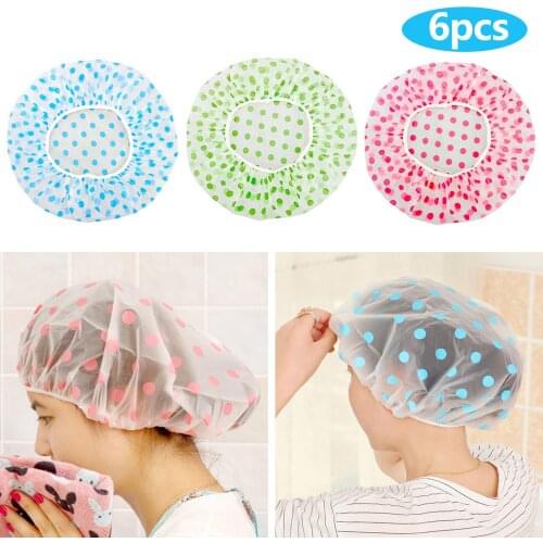 Elastic Shower Caps Reusable Waterproof Plastic Bath Cap Hats for Women Spa Bathing Home Salon Pink+Blue+Yellow hair cap