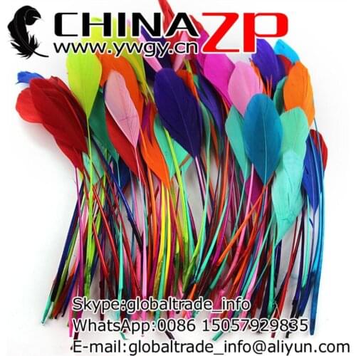 CHINAZP Factory Cheap Wholesale 500pcs/lot 15~20cm (6~8inch) Length Top Quality Dyed Mix Goose Stripped Feathers