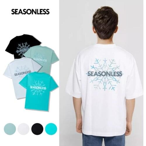 SEASONLESS Heavy Cotton T Shirt For Men Oversized Streetwear Ice Flower Print T-shirt 2021 Summer New
