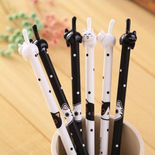 Cartoon Animals Cat Gel Pen For School Writing Novelty Stationery Girls Gifts Ink 0.5mm Pen 2PCS