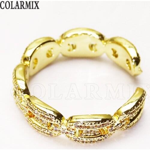 8 piece Pig nose Rings pave zircon rings Open jewelry rings Gold color jewelry rings Gift for women jewelry Gift 51322