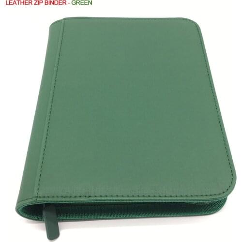 Leather Carrying Case Zip Card Binder Pokemon Album - Trading Card Album Folder Side Loading Yugioh Card Binder - Green
