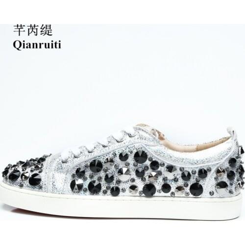 Fashion Show Men Shoes Crystal Flat Rhinestone Strass Sneakers Lace-up Glitter Men Runway Chaussures Hommes Shoes Spring 2019