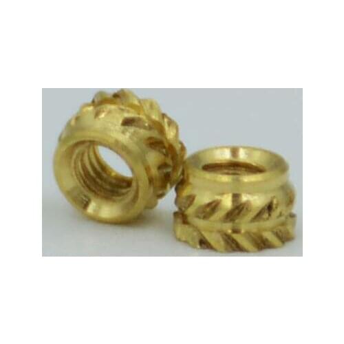 40pcs M2 female thread 3.5mm-4mm OD knurled brass threaded insert embedment nut 2mm-4.2mm length heat resistant for 3D print