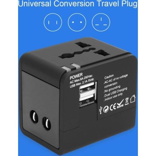 Multi-function Conversion Socket Universal Dual USB Travel Outlet Plug Converter Applicable to MP3 Chargers Digital Cameras