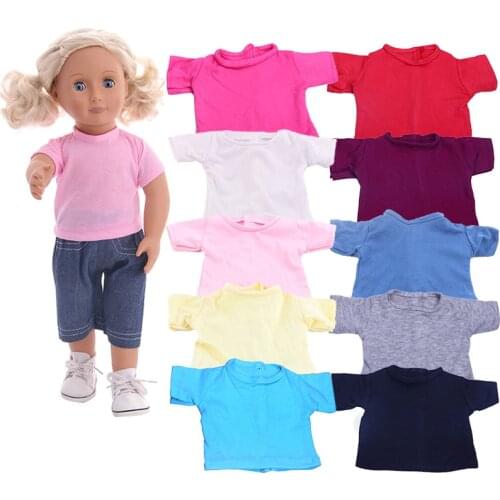 Doll Clothes T-shirt Solid Color For 16-18 Inch Doll & 43 cm Born Baby Doll & Nenuco,Our Generation,bebe Reborn,Toys For Girls
