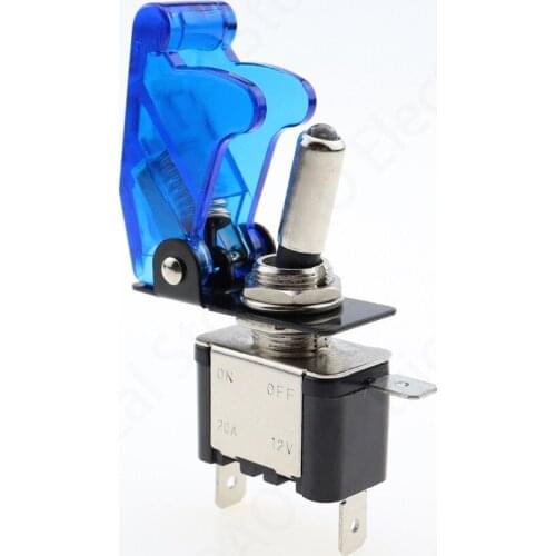 Auto Car Boat Truck Illuminated Led Toggle Switch With Safety Aircraft Flip Up Cover Guard Blue 12V20A