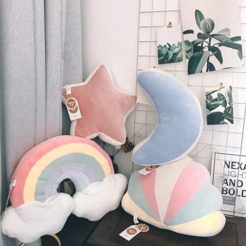 Fantastic sky Pillow stuffed Moon shooting star Rainbow plush toys shell cushion baby sleeping Pillow Home decor Baby Photo Prop