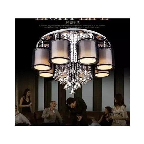 European style Ceiling Lights atmosphere restaurant lamp round crystal lamp living room lamp bedroom multi head black LU731347