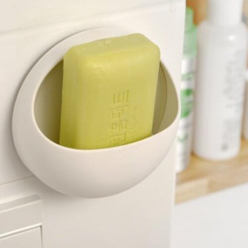 Sucker Wall Mounted Soap Dish Kitchen Sink Organizer Box Plastic Tray Holder Bathroom Storage Holder Self Adhesive Punch-Free