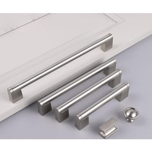 Stainless Steel Furniture Door Handles Pulls Cabinet Dresser Drawer Knobs Kitchen Door Wardrobe Bathroom Cupboard Handles