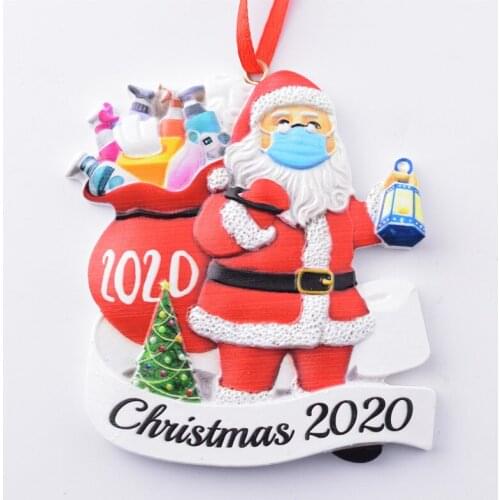 Santa Claus Snowman Face Mask Quarantine Survivor Resin Christmas Pendant Merry Chirstmas Decor For Kids Navvidad Gift Noel Fav