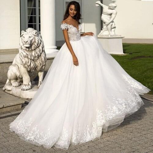Sexy Cap Sleeve Ball Gown Wedding Dresses Tulle Bridal Gown Vintage Princess Dream вечернее платье 2021