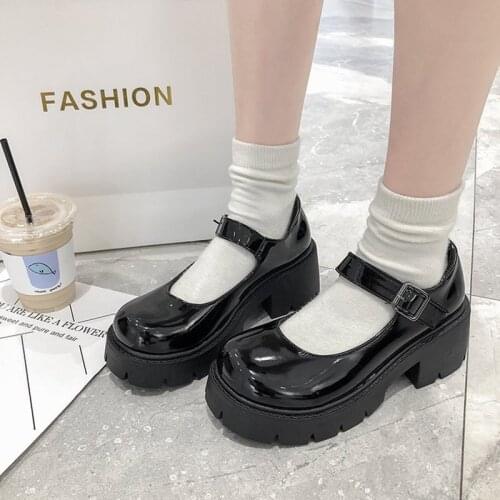 Student Shoes College Girl Lolita Mary Jane Shoes Women Creepers Cosplay Jk Heart-Shaped Japanese School Girl Loafers Pumps