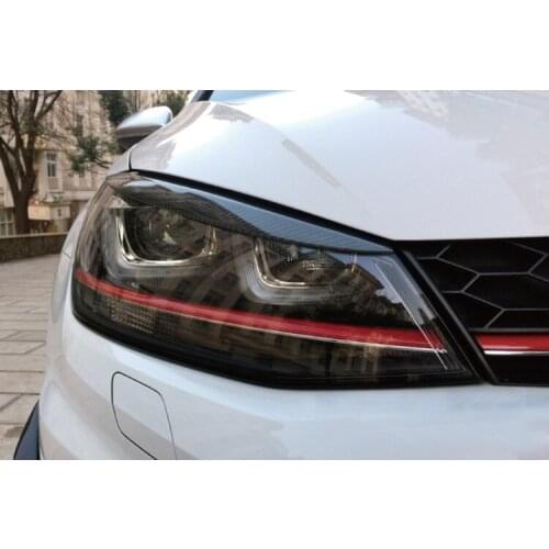 UV protective real carbon fiber front lamp eyelid projection lights eyebrows sticker for Volkswagen VW Golf 7 MK7 R GTI
