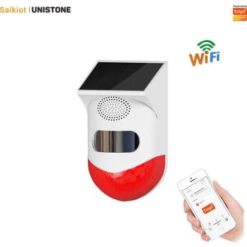 Saikiot Tuya Smart WIFI Solar Siren Infrared Alarm Outdoor Mobile APP Push for House Perimeter Security