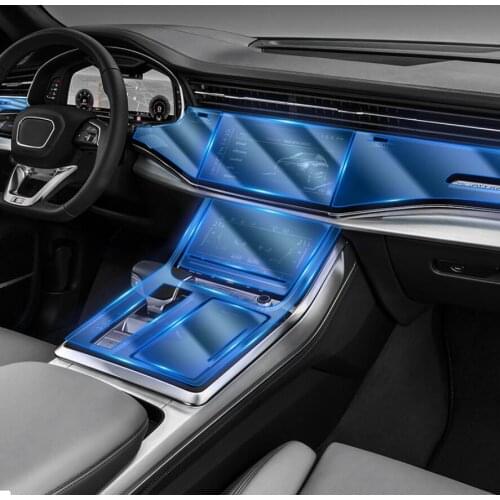 Car interior Decoration Protective TPU Instrument Panel Screen Guard Navigation LCD Cover Sticker Film For Audi Q8 2019 2020