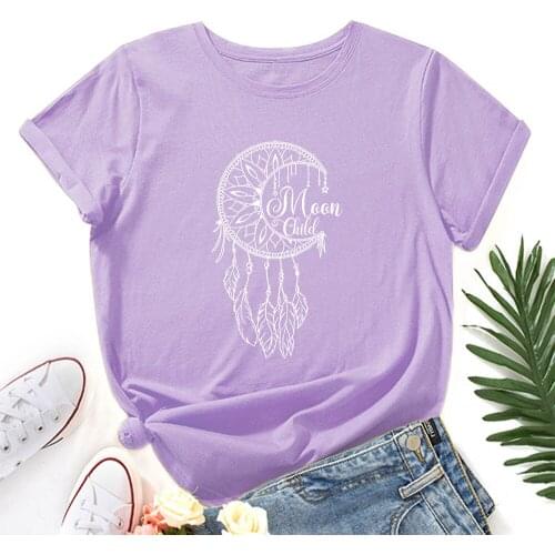 Dreamcatcher Harajuku Shirt Women Short Sleeve 100% Cotton T-shirts Summer Funny Graphic Tee Tops Female Kawaii Clothes