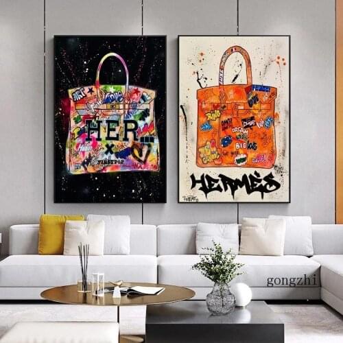 Womens Favorite Fashion Colorful Bag Canvas Posters and Prints Modern Pop Living Room Wall Art Cuadros Decor Painting Picture