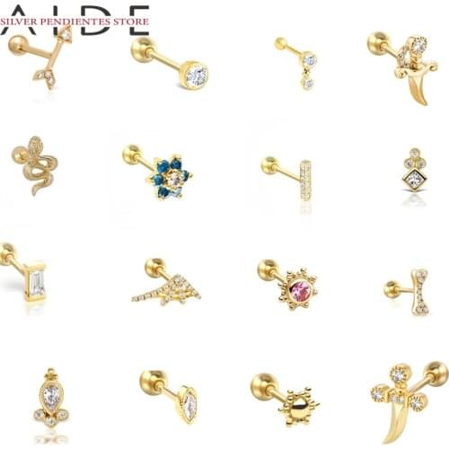 AIDE 1PCS 925 Sterling Silver Diamond Piercing Stud Earrings Women Trend Irregular Skull Snake Pearl Earrings Boucle D’oreille