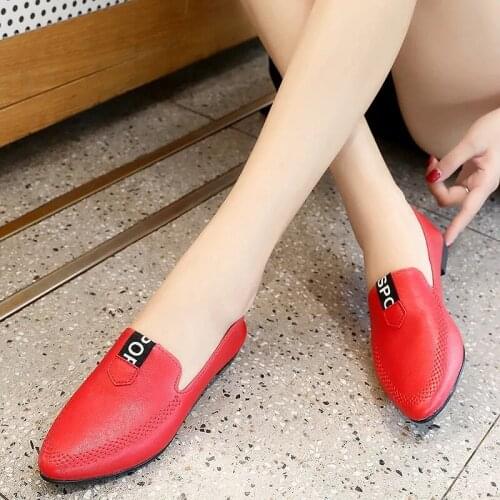 Women Shoes Plus Size Flat Shoes Women Genuine Leather Loafers Nurse Slip On Women Flat Oxford Sapato Feminino Ballet Flats 2021
