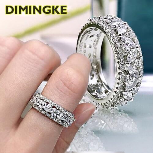 DIMINGKE Sparkling Creation Moissanite Diamond Ring Woman Wedding Engagement Party S925 Sterling Silver Fine Jewelry
