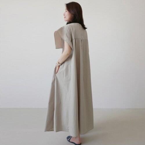 FairyNatural Korean New Ladies V-neck Flying Sleeve Loose Summer Dresses 2021 Casual Women Pockets Simple Dress 3 Colors