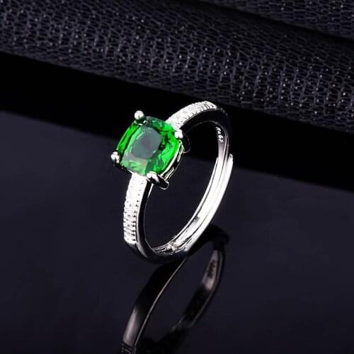QTT 925 Sterling Silver Womens Ring Square Cut Zircon Opening Resizable Finger Ring Wedding Engagement Vintage Jewelry Ladies