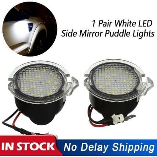 1 Pair White LED Side Mirror Puddle Lights Lamp High Power For Ford F150 Raptor Edge Explorer Flex Lincoln Navigator Mark LT MKX