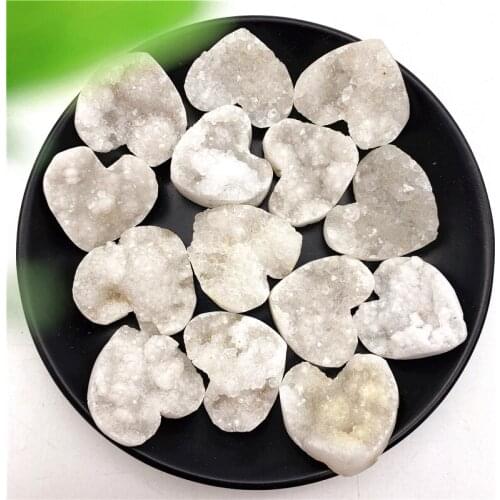 1PC Natural Mini Crystal Agate Geode Heart Cluster Healing Stone Reiki Rock Mineral Specimen Quartz DIY Home Decoration