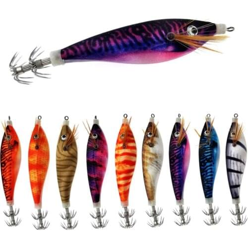 1Pcs Squid Jigs Fishing Lures 10cm 12g Wood Shrimp Luminous Hard Jig Baits Hook Octopus Bait Pesca Carp Fishing Accessories