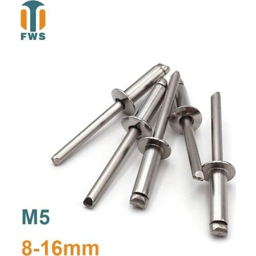 10 PCS M5 8-16mm DIN EN ISO 15983 GB /T 12618.4 Stainless Steel Open End Blind Rivets Pop Rivets With Protruding Head