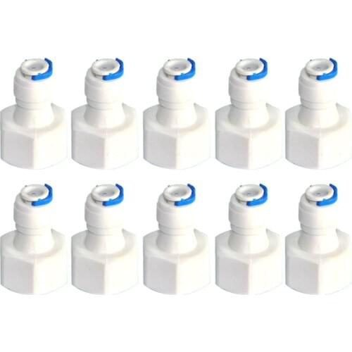10PCS 1/2" Internal thread to 1/4" Straight connector RO Water Fitting Tune Quick Connect Reverse Osmosis White fast connection