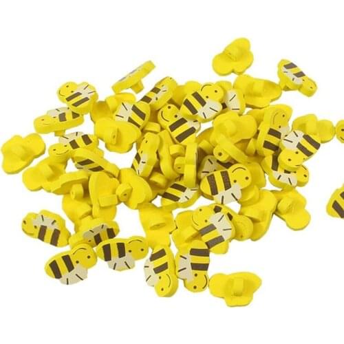 100pcs* Cute yellow bee buttons,sewing button for kids, scrapbooking buttons 7NK10