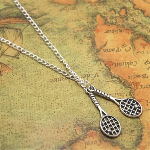 12pcs/lot Tennis Racket necklace Tennis Racket Charm bangles Tennis Team Gift Jewelry