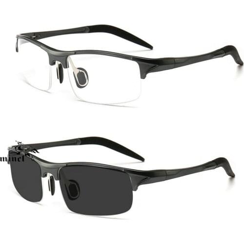 2020 Aluminum magnesium gray Lens Reading Glasses Men Presbyopia Hyperopia Glasses Sun Photochromic prescription glasses NX