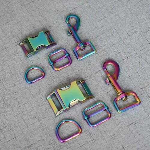 50 Sets 20mm 25mm Colourful Metal Buckle Carabiner Clasp Strap Slider D Ring Snap Hook For Pet Dog Collar Leads Lock Accessories