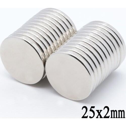 50pcs 25x2 mm Strong Neodymium Magnet N35 25*2mm Round Rare Earth Permanet Magnets 25*2 mm