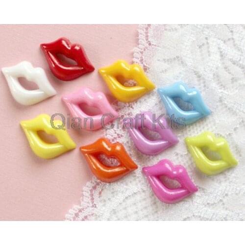 800Pcs Assorted Lip Cabochons - 21x14mm Cab mixed Flatback Cell phone decor,hair accessory supply plastic buttons
