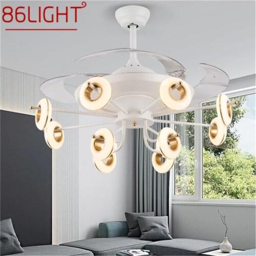 86LIGHT Ceiling Fan Light White Branch Invisible Lamp With Remote Control Modern Simple LED For Home