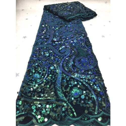 African Velvet Lace Fabric Sequins 2021 High Quality Lace French Lace Fabric Nigeria Lace Fabric 5 Yards D4207